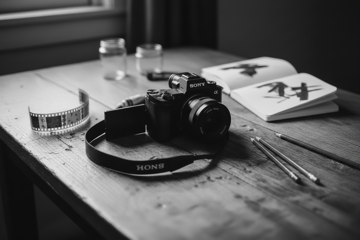 Camera with minimal props